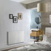 Milano x ECOSO Capri - Electric White Horizontal Designer Radiator - 635mm Tall - Choice of Size and Wi-Fi Thermostat - Plug-In and Hardwired Options