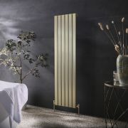 Milano Alpha - Brushed Brass Flat Panel Vertical Designer Radiator - 1600mm x 450mm (Single Panel)
