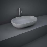 RAK Feeling - Matt Grey Modern Oval Countertop Basin - 550mm x 350mm (No Tap-Holes)