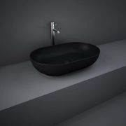 RAK Feeling - Matt Black Modern Oval Countertop Basin - 550mm x 350mm (No Tap-Holes)