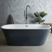 Milano Altcar - Stone Grey Modern Oval Double-Ended Freestanding Bath - 1695mm x 750mm