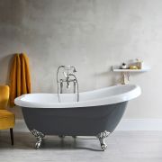 Milano Hest - Stone Grey Traditional Freestanding Slipper Bath - 1710mm x 740mm - Choice of Feet Finish
