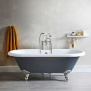 Milano Hest - Stone Grey Traditional Double-Ended Freestanding Bath - 1795mm x 785mm (No Tap-Holes)