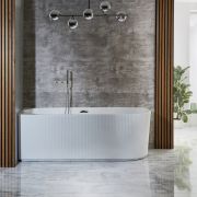 Milano Florence - Modern Fluted Corner Bath - 1700mm x 800mm - Choice of Hand and Overflow Finish