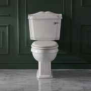 Milano Windsor - White Traditional Close Coupled Toilet with Cistern and Wooden Seat