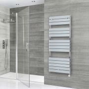 Milano x ECOSO Lustro Electric - Chrome Flat Panel Designer Heated Towel Rail - 1512mm x 600mm - with Thermostatic Wi-Fi Heating Element