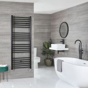 Milano Nero Electric - Black Straight Heated Towel Rail - 1600mm x 500mm