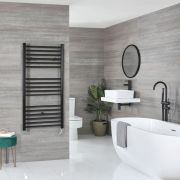 Milano x ECOSO Nero Electric - Black Straight Heated Towel Rail - Choice of Size and Heating Element