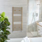 Milano Ive - Natural Brass Straight Heated Towel Rail - Choice of Size