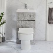 Milano Lurus - Concrete Grey Modern Farington Toilet and Basin and Combination Unit - 500mm x 890mm - Chrome Flush