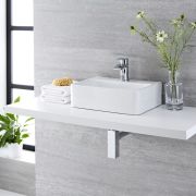 Milano Farington - White Modern Rectangular Countertop Basin - 400mm x 295mm (1 Tap-Hole)