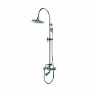 RAK Washington - Chrome Traditional Triple Exposed Manual Shower with Rigid Riser Rail and Bath Spout (3 Outlet)