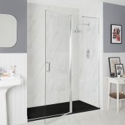 Milano Langley - Chrome Traditional Hinged Single Door Shower Enclosure with Slate Tray - Choice of Size