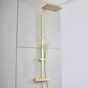 Milano Arvel - Modern Thermostatic Bar Shower Valve with Square Shower Head and Hand Shower - Choice of Finish