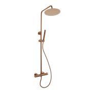 Milano Alara - Modern Thermostatic Bar Shower Valve with Round Shower Head and Hand shower - Brushed Copper