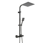 Milano Tolima - Modern Thermostatic Bar Shower Valve with Bath Spout, Square Shower Head and Hand Shower- Choice of Finish