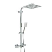 Milano Tolima - Modern Thermostatic Bar Shower Valve with Bath Spout, Square Shower Head and Hand Shower- Choice of Finish