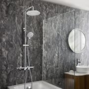 Milano Elsie - Modern Thermostatic Bar Shower Valve with Round Shower Head, Hand Shower and Spout - Choice of Finish