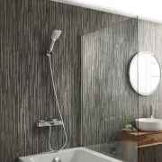 Milano Tolima - Modern Square Thermostatic Bar Shower Valve with Bath Spout and Hand Shower - Choice of Finish