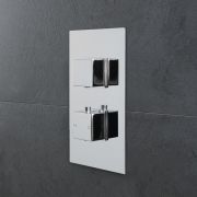 Milano Arvo - Modern 2 Outlet Square Twin Diverter Thermostatic Shower Valve - Chrome