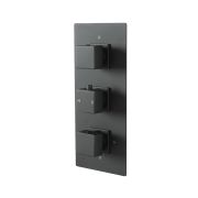 Milano Preto - Modern 3 Outlet Square Triple Diverter Thermostatic Shower Valve - Black
