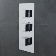 Milano Arvo - Modern 3 Outlet Square Triple Diverter Thermostatic Shower Valve - Chrome