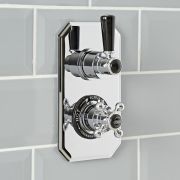 Milano Elizabeth - Traditional Concealed Thermostatic Twin Shower Valve - Chrome and Black