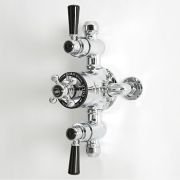 Milano Elizabeth - Traditional Triple Exposed Thermostatic Shower Valve - Chrome and Black