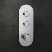 Milano Orta - 2 Outlet Round Push Button Thermostatic Shower Valve - Chrome