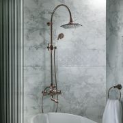 Milano Earlham - Art Deco Wall Mounted Bath Mixer Tap with Shower Head and Hand Shower - Choice of Finish