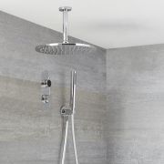 Milano Vis - Chrome Thermostatic Digital Shower with Ceiling Mounted Round Shower Head and Hand Shower (2 Outlet)