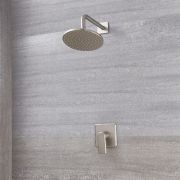 Milano Ashurst - Brushed Nickel Shower with Wall Mounted Round Shower Head (1 Outlet)