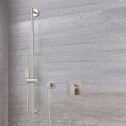 Milano Hunston - Brushed Nickel Shower with Square Hand Shower and Riser Rail (1 Outlet)