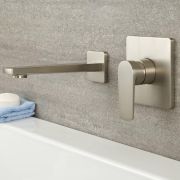 Milano Hunston - Modern Wall Mounted Basin or Bath Mixer Tap - Brushed Nickel