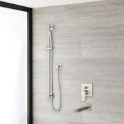 Milano Ashurst - Manual Diverter Shower Valve, Riser Rail Kit and Spout - Brushed Nickel (2 Outlet)