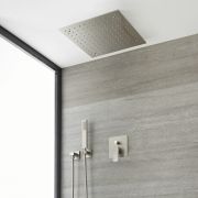 Milano Hunston - Brushed Nickel Shower with Recessed Shower Head and Hand Shower Kit (2 Outlet)