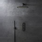 Milano Orta - Black Thermostatic Push Button Shower with Shower Head (2 Outlet) - Choice of Hand Shower