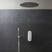 Milano Orta - Chrome Thermostatic Push Button Shower with Recessed Shower Head (2 Outlet) - Choice of Hand Shower