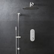 Milano Orta - Chrome Thermostatic Push Button Shower with Shower Head (2 Outlet) - Choice of Hand Shower
