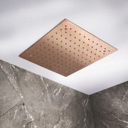 Milano Alara - Modern 400mm Square Ceiling Mounted Recessed Shower Head - Brushed Copper