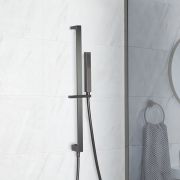 Milano Orno - Modern Riser Rail Kit with Hand Shower and Integrated Elbow - Gun Metal Grey