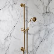 Milano Elizabeth - Traditional Riser Rail Kit with Hand Shower and Integrated Elbow - Brushed Brass