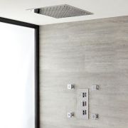 Milano Arvo - Chrome Thermostatic Shower with Recessed Shower Head and Body Jets (2 Outlet)