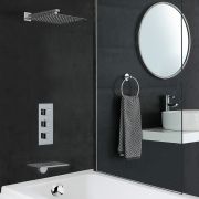 Milano Arvo - Chrome Thermostatic Shower with Shower Head and Waterfall Bath Filler (2 Outlet)