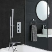 Milano Arvo - Chrome Thermostatic Shower with Hand Shower, Waterfall Bath Filler and Riser Rail (2 Outlet)