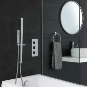 Milano Arvo - Chrome Thermostatic Shower with Hand Shower, Overflow Bath Filler and Riser Rail (2 Outlet)