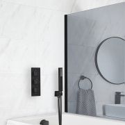 Milano Preto - Black Thermostatic Shower with Hand Shower and Overflow Bath Filler (2 Outlet)