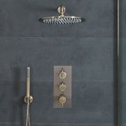 Milano Clarus - Thermostatic Shower with Shower Head and Hand Shower - Aged Gold (2 Outlet)