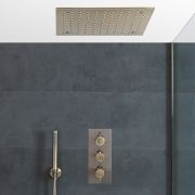 Milano Clarus - Thermostatic Shower with Recessed Shower Head and Hand Shower - Aged Gold