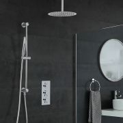 Milano Mirage - Chrome Thermostatic Shower with Ceiling Mounted Shower Head, Hand Shower and Riser Rail (2 Outlet)